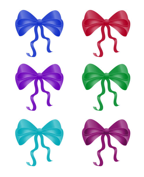 ilustraciones, imágenes clip art, dibujos animados e iconos de stock de sistema de la colección de colorido arco nudo seda de la cinta de embalaje de regalo de navidad de la cinta - ribbon powder blue isolated on white isolated