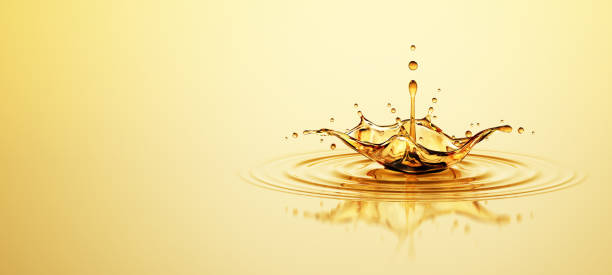 istock Oil Golden Wave Splash. Copy Space 1415646195