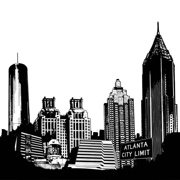 Vector illustration of Atlanta Cityscape with landmarks