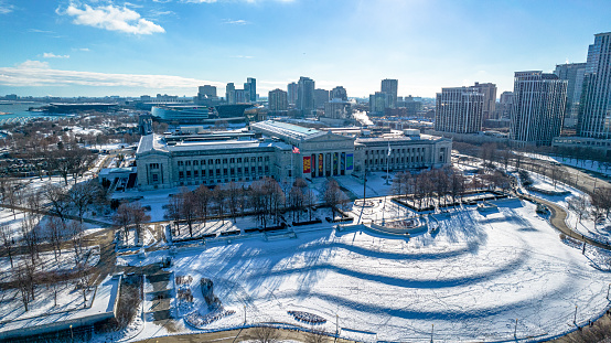 Chicago,Illinois,USA-December 29 2021 : View of The Field Museum of Natural History in Chicago.