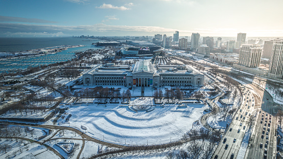 Chicago,Illinois,USA-December 29 2021 : View of The Field Museum of Natural History in Chicago.