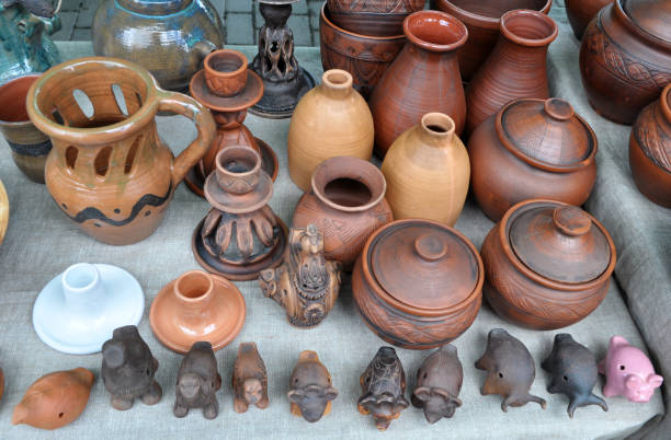 istock Various pottery made of clay. 1415657494