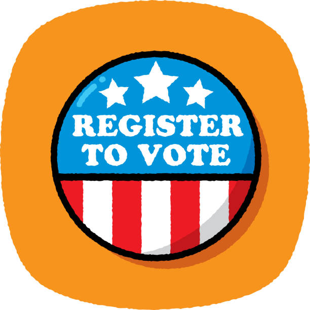 ilustrações de stock, clip art, desenhos animados e ícones de register to vote pin 6 - voting doodle republican party democratic party
