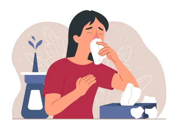 Vector illustration of Runny nose concept