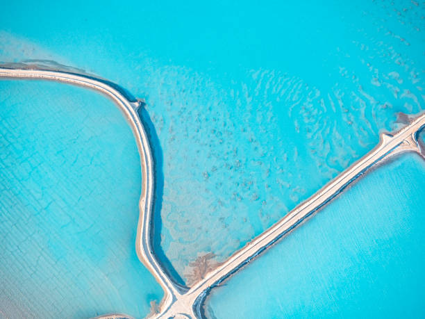 istock Abstract aerial view of salt pans 1415676317