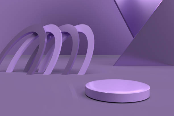 istock purple product display podium with geometric forms. 1415678045