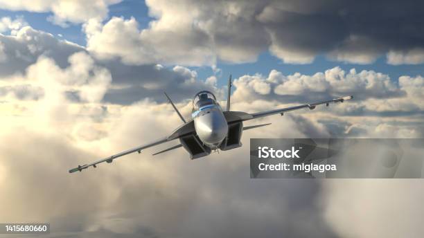 Militar Aircraft Flying Over The Sky Stock Photo - Download Image Now - FA-18 Hornet, Fighter Plane, Brazil