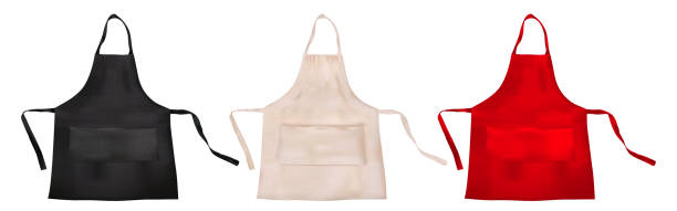 istock Set of realistic blank apron mockups with fabric texture isolated from background 1415682806