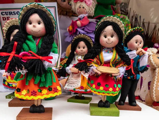 Photo of Souvenir dolls in traditional clothes of Ecuador