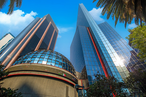Mexico City stock exchange in Mexico located in financial center of Paseo de la Reforma.