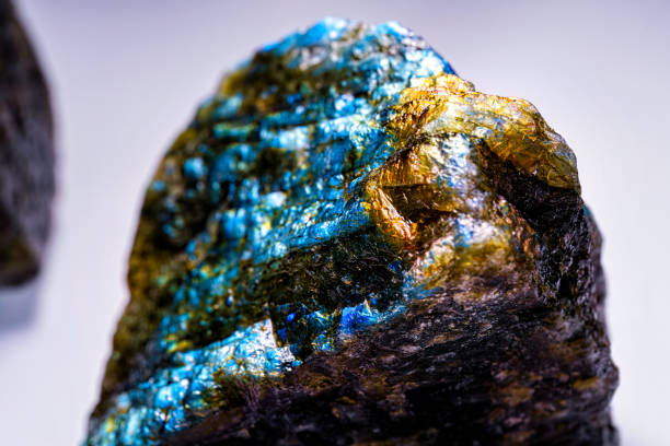 Labradorite Rock with Colorful Brilliant Display - Rock exhibiting vivid rainbow-like colors when wet and well illuminated.