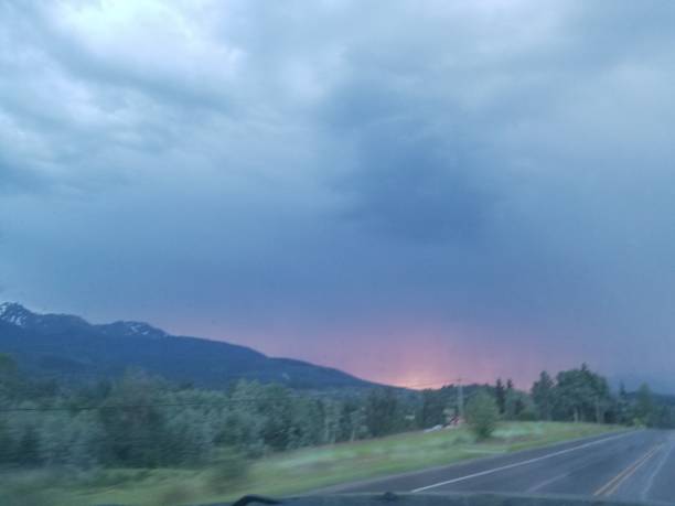 istock lightning and pink sky in northern B.c. 1415699126