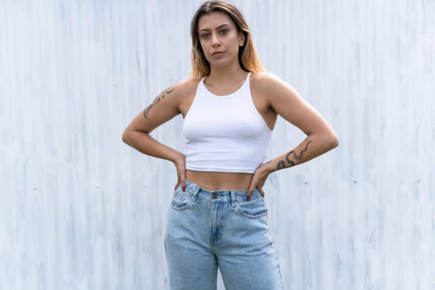 istock Maori woman gesturing with hands on hips. 1415700411