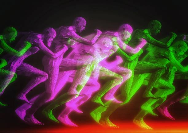 3D illustration of people competing