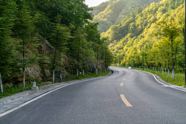 istock Asphalt roads in rural forests 1415708127