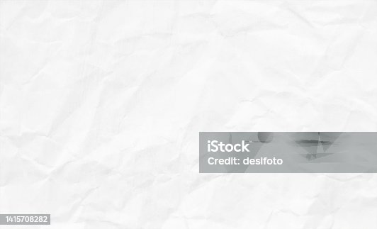 istock Empty blank white coloured grunge crumpled crushed paper horizontal vector backgrounds with folds, wrinkles and creases all over 1415708282