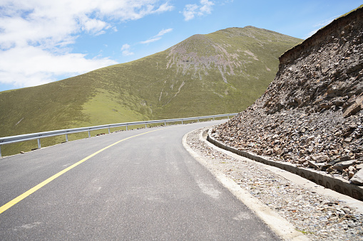 Roads and mountains in Tibet, China