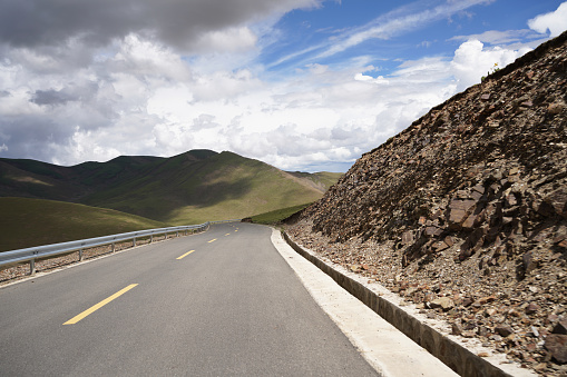 Roads and mountains in Tibet, China