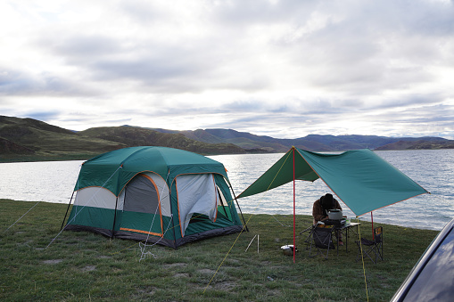 Tent and lakeside camping