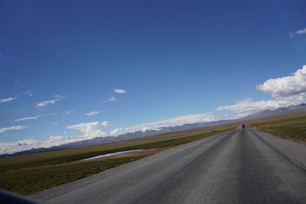 Roads and mountains in Tibet, China