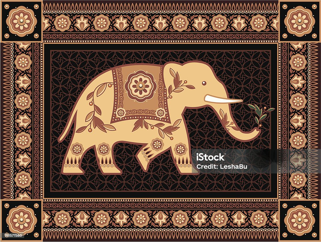 Decorado Elefante asiático em alta detalhado Frame - Royalty-free Animal arte vetorial