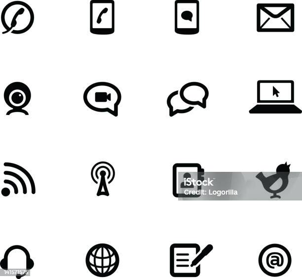Icone Di Comunicazione - Immagini vettoriali stock e altre immagini di Affari - Affari, Computer, Computer portatile