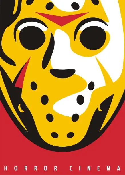 Vector illustration of Horror movies festival poster with hockey mask graphic