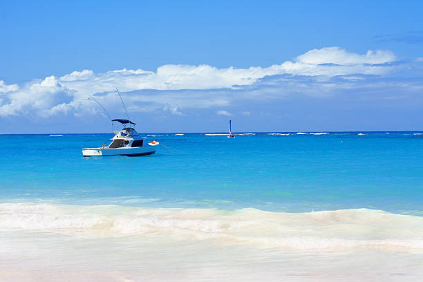 Beautiful beach, atlantic ocean and boat