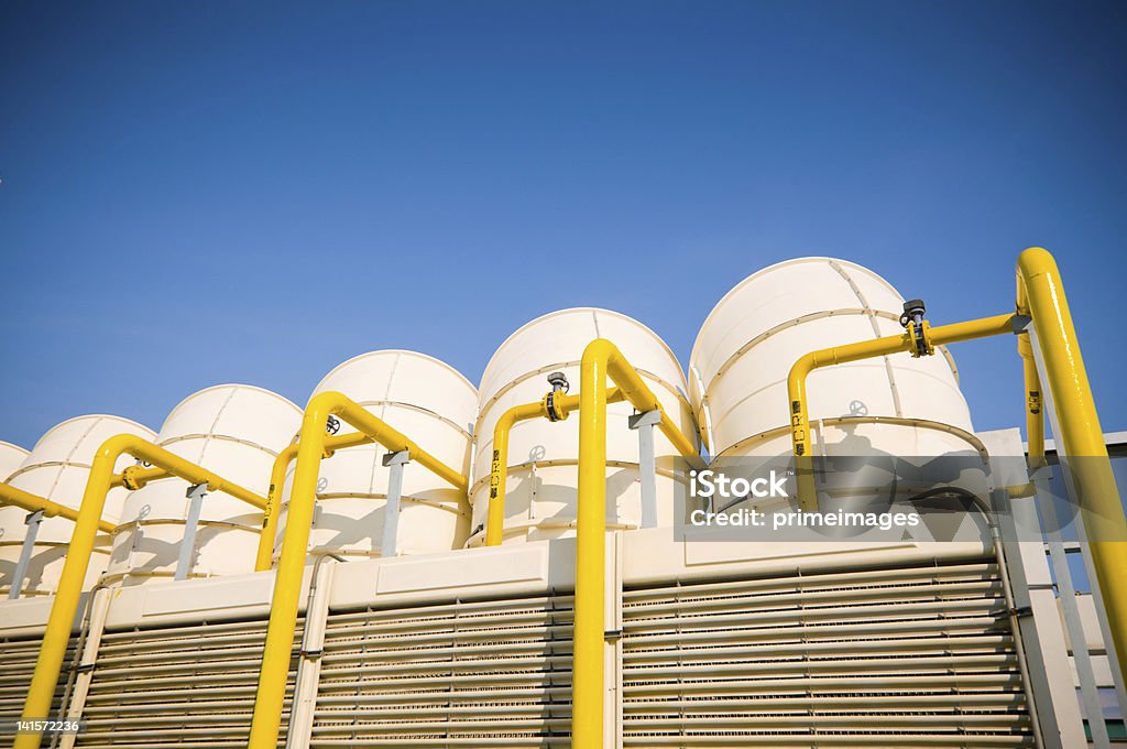 Sets of cooling towers in conditioning systems Sets of cooling towers in conditioning systems at office building , Cooling Tower Stock Photo