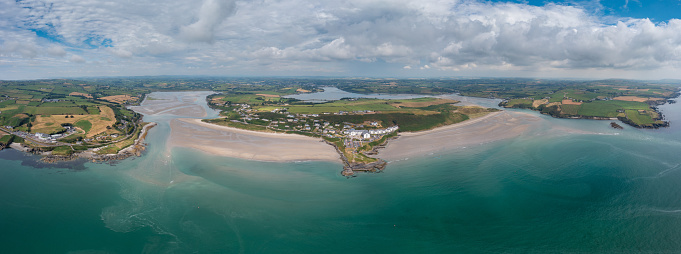 A panorama landscape view of Inchydoney Beach in County Cork of southwestern Ireland