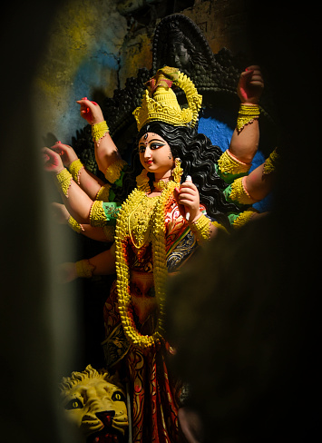 Making of goddess Durga idol. These idols are made for Durga puja, the biggest festival of india.