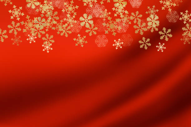 istock Christmas event image. Red luxury curtains and golden snowflakes. 1415729771