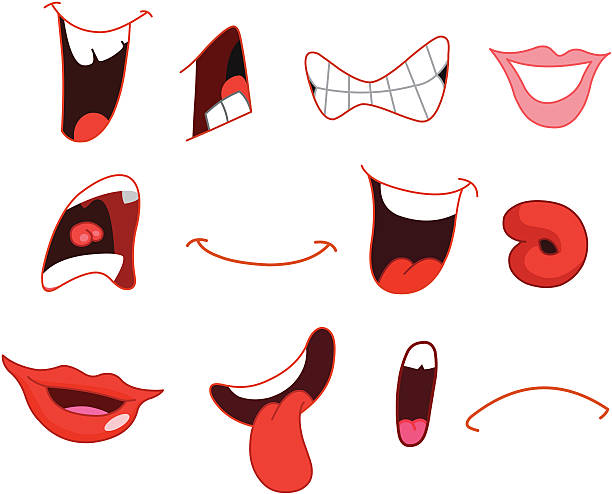 Cartoon mouths Cartoon mouths .set number 1 human tongue stock illustrations