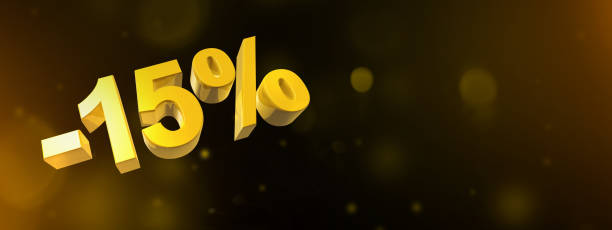 istock 15% off discount offer. 3D illustration isolated on black. Horizontal banner 1415730744