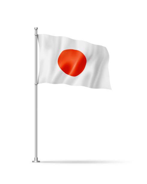 japanese flag isolated on white - japan flag japanese flag white imagens e fotografias de stock