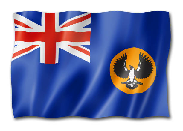 South Australian state flag, Australia waving banner collection. 3D illustration