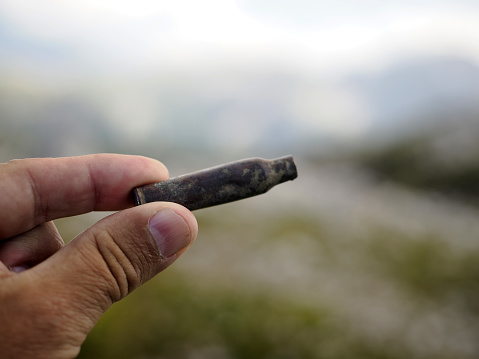 detail of first world war weapons found on Piana Mountain dolomites, Italy