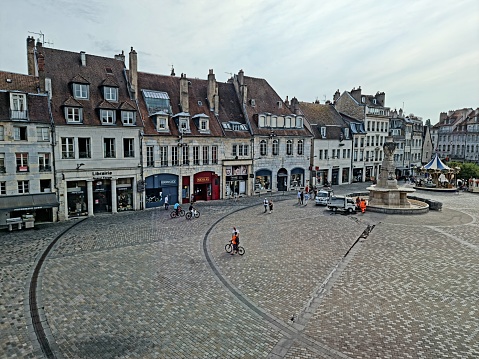 Besançon city with its historic buildings arround the 'place de la révolution' captured during summer season.