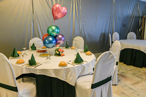 Table of celebration of a first communion in a restaurant.