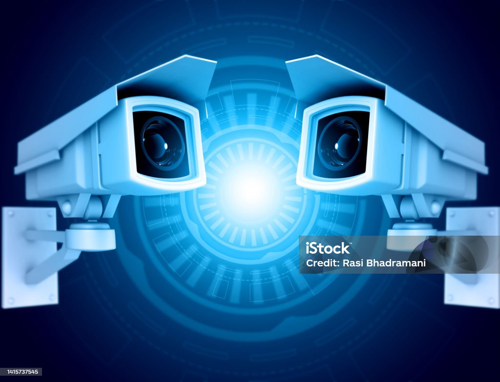Security Camera Ui Background Security Camera System On Tech Background Stock Photo - Download Image ...