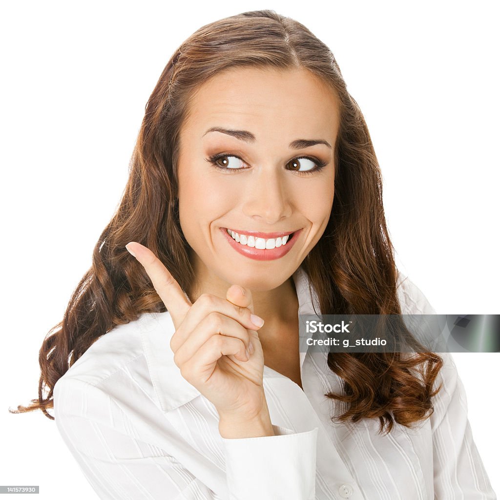 Mujer de negocios mostrando, en blanco - Foto de stock de Adulto libre de derechos