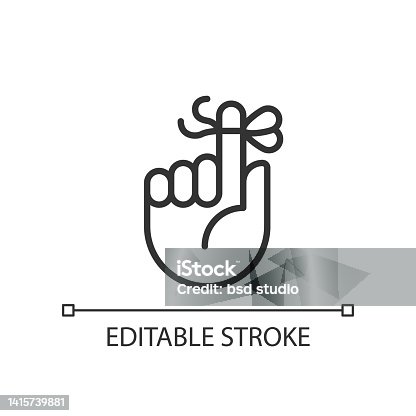 istock Knot on finger for memory pixel perfect linear icon 1415739881
