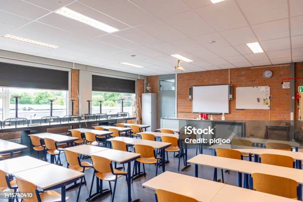 Empty Classroom Stock Photo - Download Image Now - School Building, Education, Desk