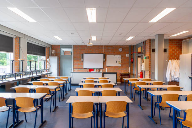 Empty classroom. Empty classroom, gymbal shot school building stock pictures, royalty-free photos & images