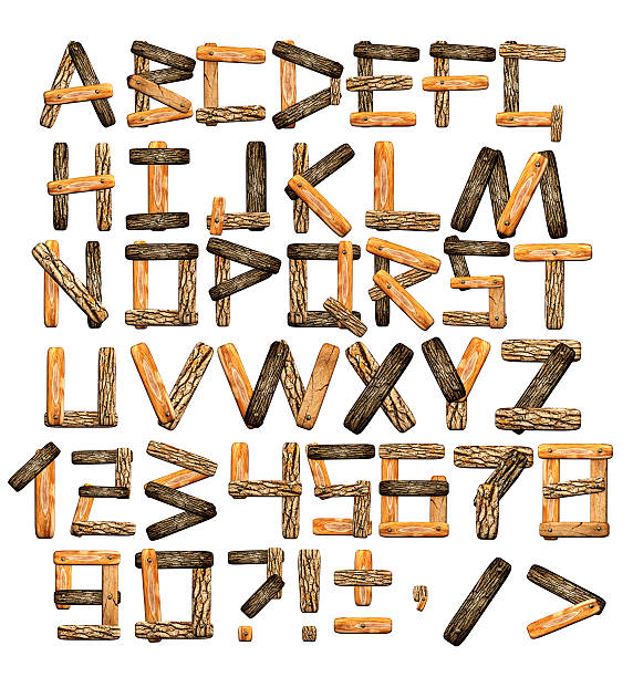 istock Alphabet from wooden boards and bark 141574214