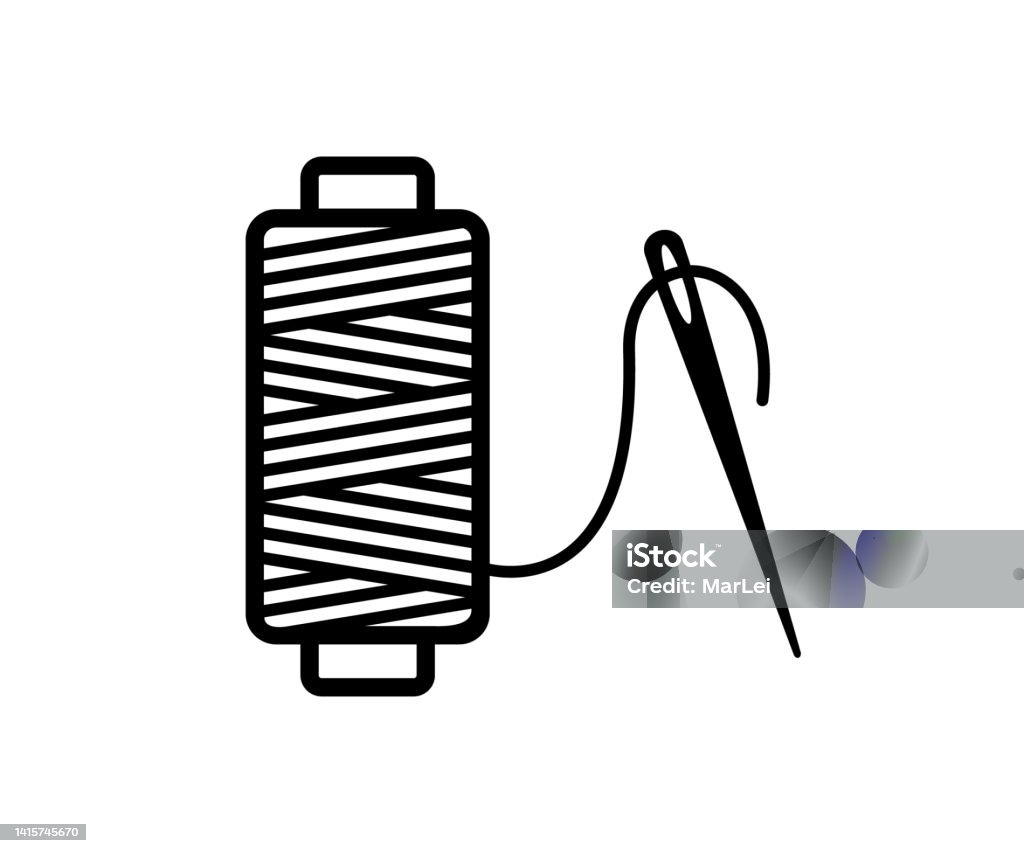 Needle And Spool Of Thread Vector Illustration Stock Illustration ...