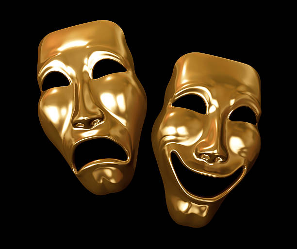 istock Drama and comedy masks golden 141574610