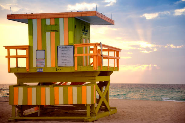 istock Lifeguard post on South Beach Miami at dawn. 1415752403