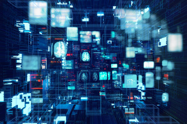 Data Encryption and Artificial Intelligence vector art illustration
