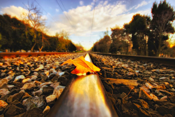 istock Train and landscape photos taken with long exposure technique 1415762670